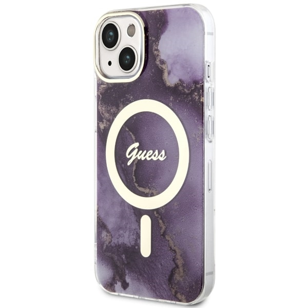 Hülle Guess GUHMP14SHTMRSU iPhone 14 6,1" lila/violett hartcase Golden Marble MagSafe Case