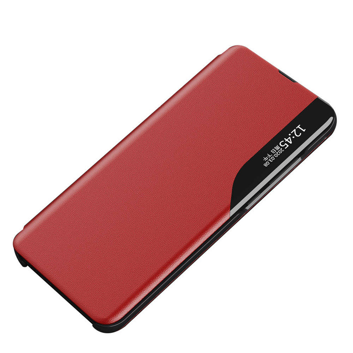 Eco Leather View Case Elegantes Flip Cover mit Standfunktion Poco M4 Pro 5G Rot