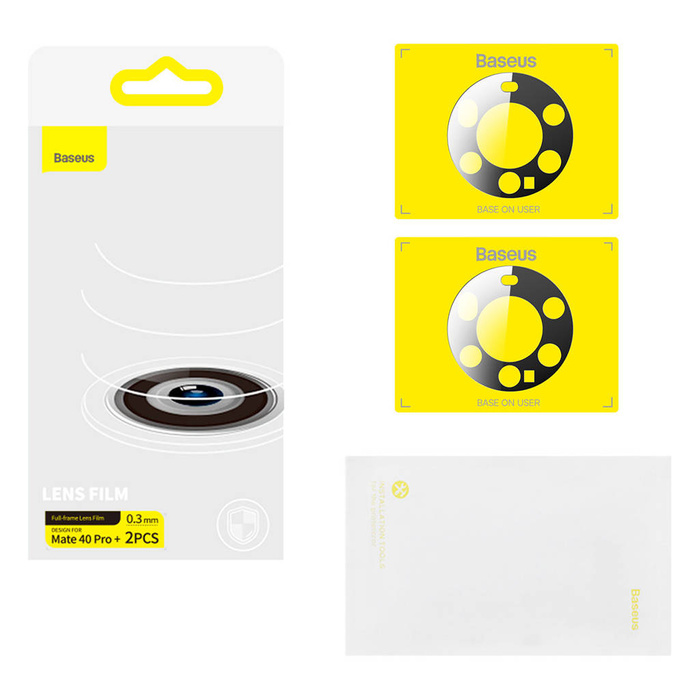 Baseus film protection pour appareil photo Huawei Mate 40 Pro+ 0.3mm (2pcs) transparent + kit de nettoyage (SGQK000602)