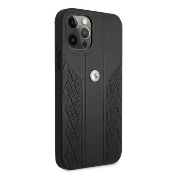 BMW Case Apple iPhone 12 12 Pro Leather Curve Perforate Black Hardcase