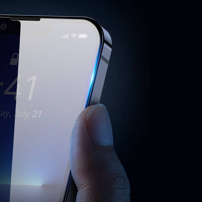 Baseus 2x Panzerglas für iPhone 12 Pro / iPhone 12 mit Lautsprecherabdeckung + Positionierer (SGBL060702) (case friendly)