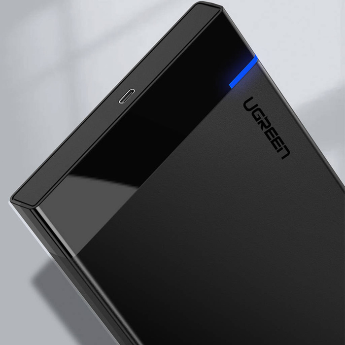 Ugreen šachta pro HDD SSD 2,5'' Pouzdro SATA disku USB 3.2 Gen 1 (5 Gb/s) USB typu C + 0,5 m kabel černý (US221 50743)