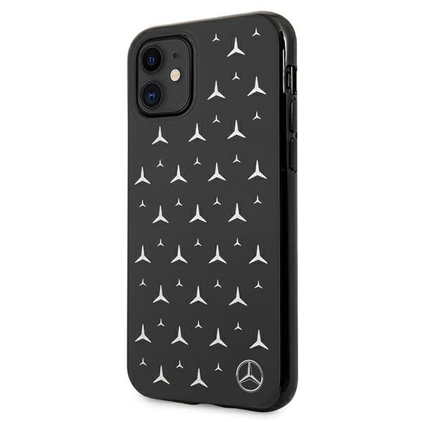 Pouzdro Apple iPhone 11 Silver Stars Pattern Black pevné Case