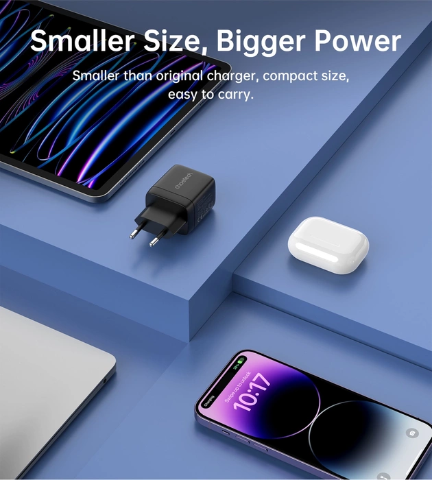 Choetech PD6052 USB-C USB-A PD 35W GaN chargeur mural avec écran - noir