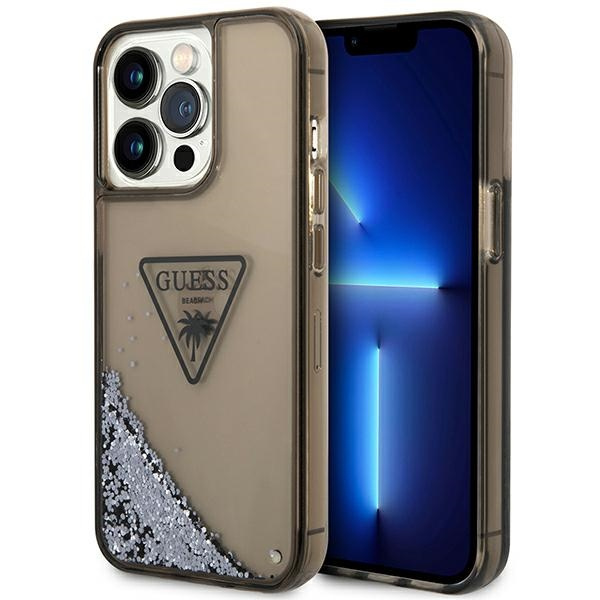 Case Guess GUHCP14XLFCTPK iPhone 14 Pro Max 6.7" black/black hardcase Liquid Glitter Palm Collection