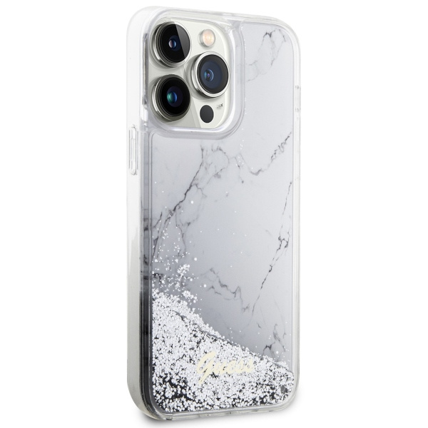 Cover Guess GUHCP14XLCSGSGH iPhone 14 Pro Max 6,7" bianco/bianco durocase Liquid Glitter Marmo Case