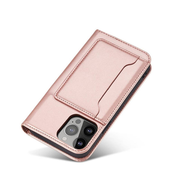 Custodia per carte magnetiche per iPhone 13 Pro Custodia porta carte Portafoglio rosa