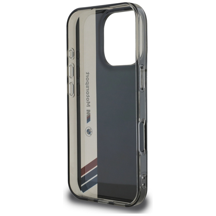 Coque BMW Motorsport IML Bande verticale pour iPhone 16 Pro Max noir