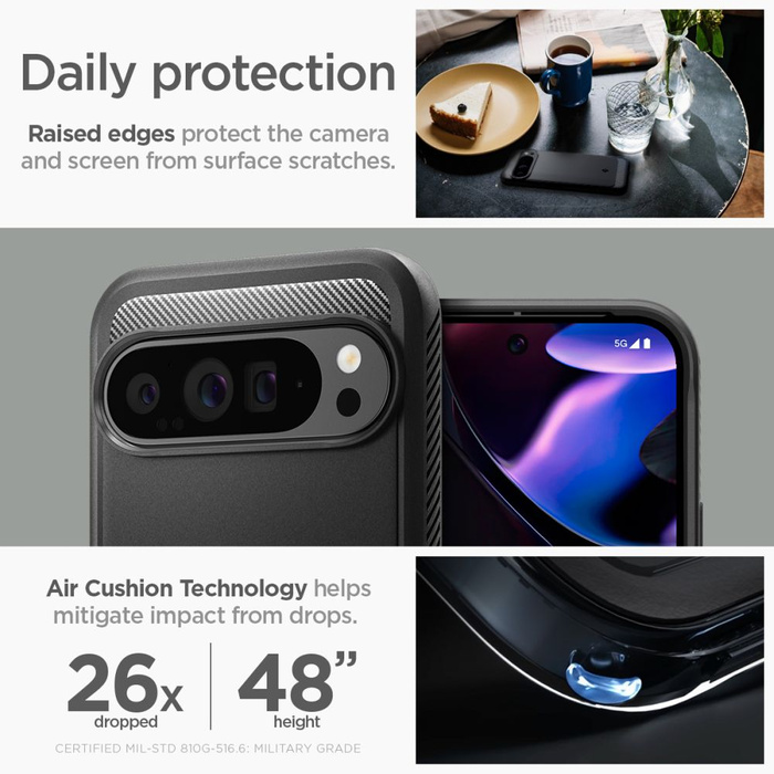 Spigen Rugged Armor MATTE GOOGLE PIXEL 9 PRO XL NERO