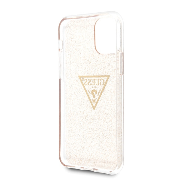 Puzdro guess Apple iPhone 11 Pro gold/gold hard case Glitter Triangle Case
