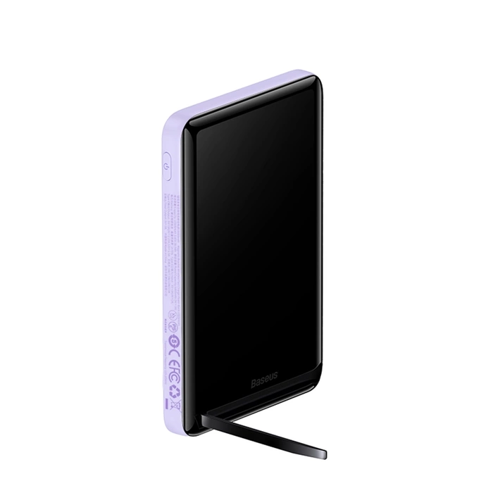 Baseus Magnetic Bracket Wireless Fast Charge Power Bank 10000mAh 20W Purple（S rychlonabíjecím kabelem řady Xiaobai Type-C to Type-C 60W(20V/3A) 50cm White）