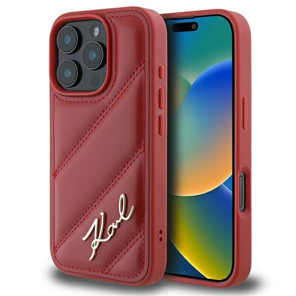 Etui Karl Lagerfeld iPhone 16 Pro 6.3" czerwony/red hardcase Quilted Signature