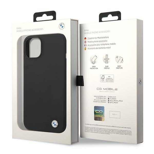 Case BMW BMHCP14SSILBK iPhone 14 6.1" black/black Silicone Metal Logo
