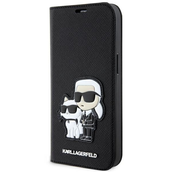 Hülle Karl Lagerfeld KLBKP14SSANKCPK iPhone 14 6.1" Buchcase schwarz/schwarz Saffiano Karl &amp; Choupette Case