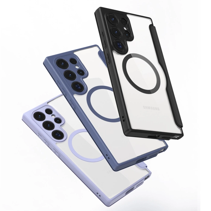 Custodia Dux Ducis Skin X Pro per Samsung S24 Ultra con anello magnetico e patta - nera