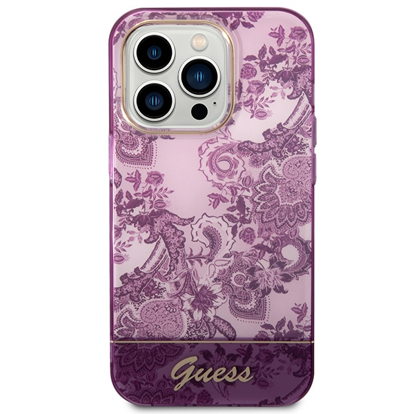 Case Guess iPhone 14 Pro 6.1" fuchsia/fuschia hardcase Porcelain Collection