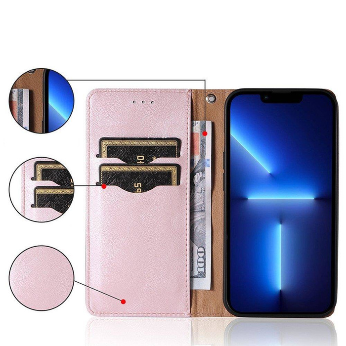 Magnet Strap Case Case pour Samsung Galaxy A12 5G Pouch Wallet + Mini Lanyard Pendentif Rose