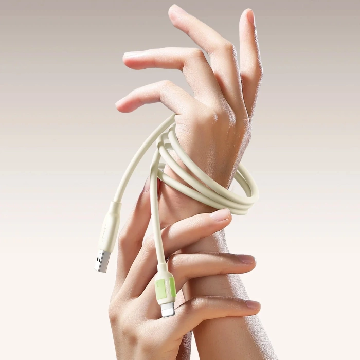 Joyroom S-A53 3A USB-A - Lightning Kabel mit fluoreszierender Spitze 1,2 m - Beige