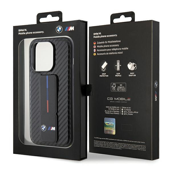 Funda Bmw Bmhcp15lgspcck IPhone 15 Pro 6.1" Black/Black Hardcase Grip Stand Smooth &amp; Carbon Case