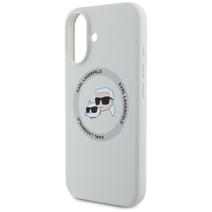 Etui Karl Lagerfeld Silicone Double       Heads And Circle MagSafe do iPhone 16 beżowy