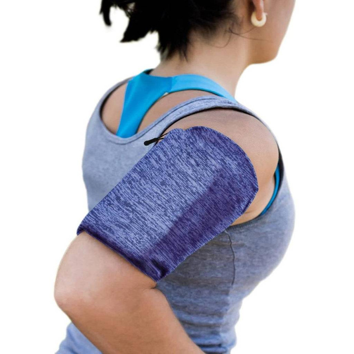 Fascia da braccio in tessuto elastico per il fitness running L blu navy