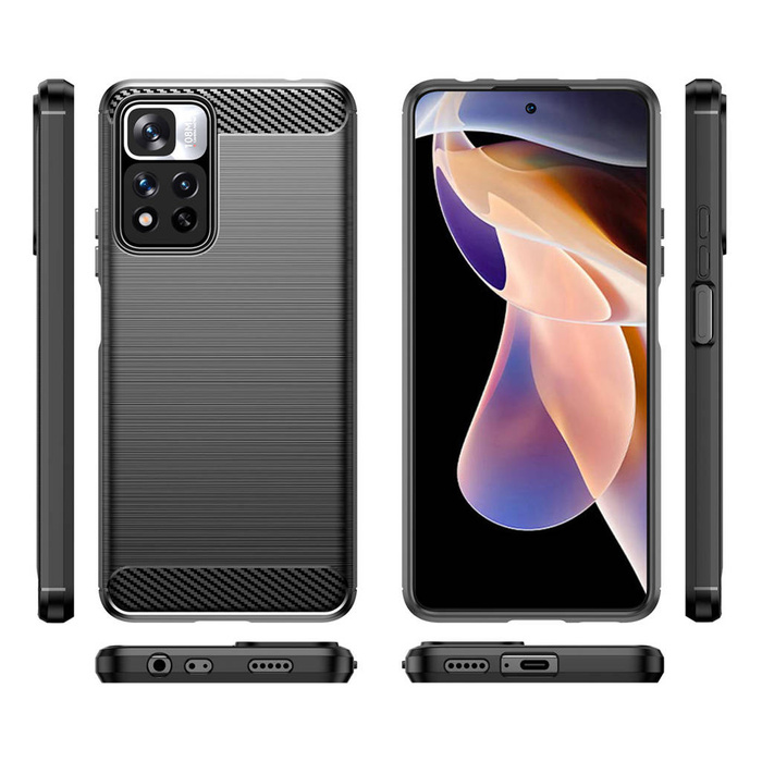 Funda flexible Carbon Case Xiaomi Redmi Note 11 Pro+ 5G (China) / 11 Pro 5G (China) / Mi11i HyperCharge / Poco X4 NFC negro