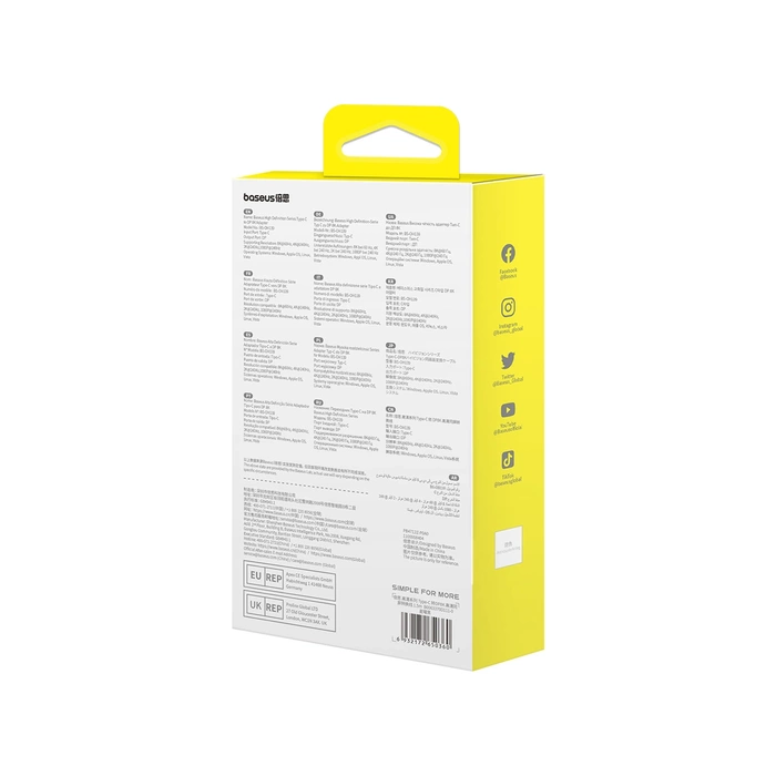 Cavo unidirezionale Baseus High Definition Series da USB-C a DisplayPort 1.4 8K 60Hz 1,5 m - Nero