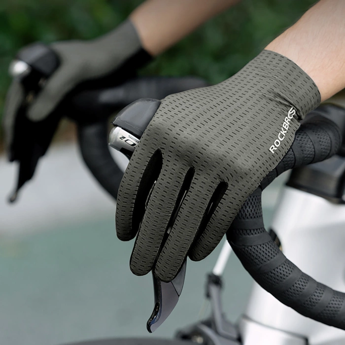 Rockbros Atmungsaktive Vollfinger-Fahrradhandschuhe, Größe: XXL - Grün