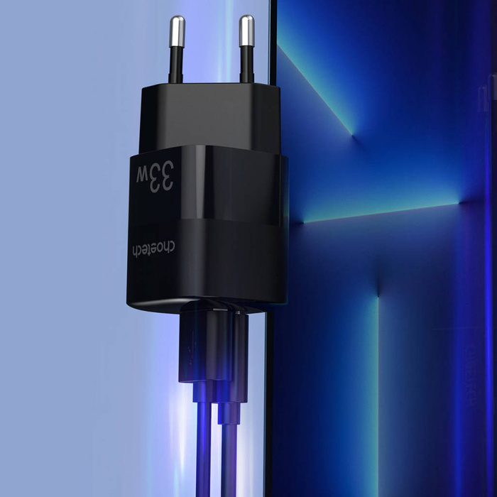 Choetech Schnelles USB-Wandladegerät USB Typ C PD QC 33W schwarz (PD5006)