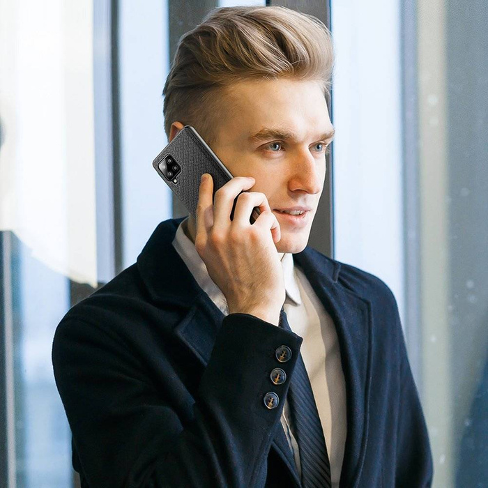 Dux Ducis Fino case covered with nylon material for Samsung Galaxy A42 5G black