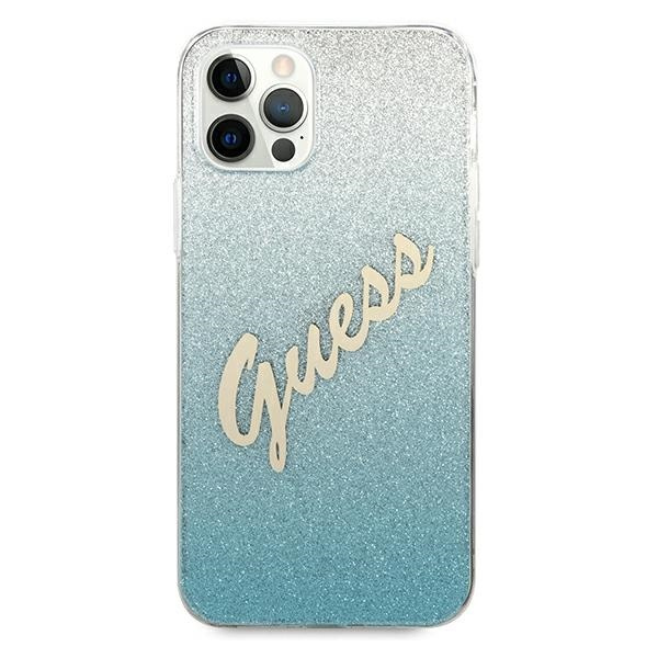 Case GUESS Apple iPhone 12 Pro Max Glitter Gradient Script Blue Hardcase