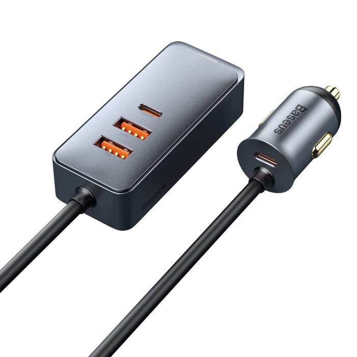 Baseus Share Together nabíječka do auta 2x USB / 2x USB Type C 120W PPS Quick Charge Power Delivery šedá (CCBT-A0G)