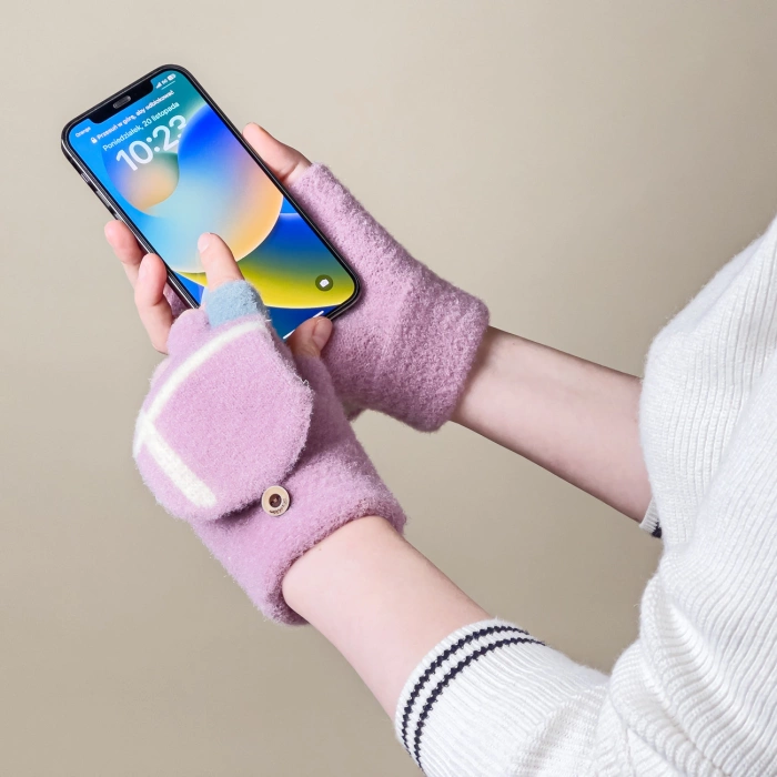 Gants de téléphone hiver femme/enfant - rose