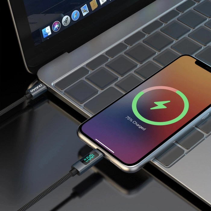 Dudao L7C USB-C - USB-C 100W Cable with LED Display 1m - Black