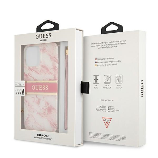 Puzdro Apple iPhone 13 Pro Max Marble Strap Collection Pink