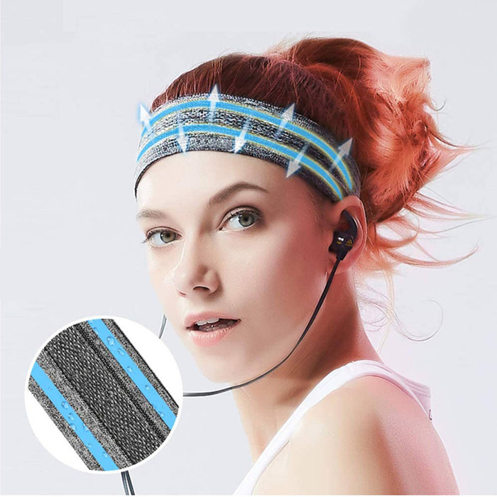 Diadema de tejido elástico para running fitness azul