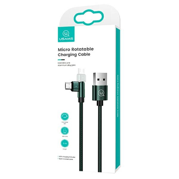 Geflechtkabel USAMS USB MicroUSB U60 Swivel 2A 1m Grün