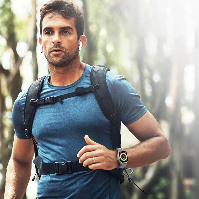 Sportovní řemínek na suchý zip pro Apple Watch Ultra/8/7/6/SE/5/4/3/2/1 (42, 44, 45, 49 mm) Dux Ducis Strap YJ verze – modrá šedá