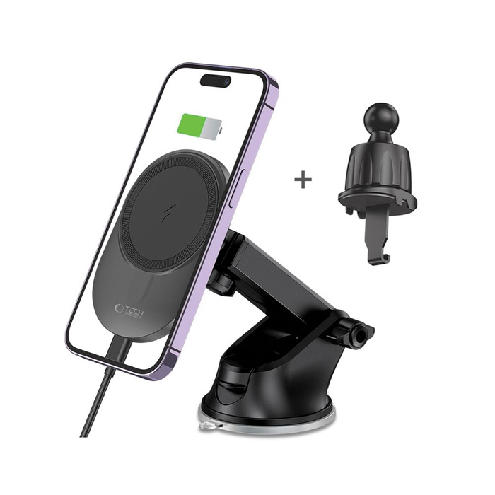 TECH-PROTECT MM15W-V1 MagNETIC MagSafe DASHBOARD &amp; VENT CAR MOUNT DRAHTLOSES LADEGERÄT 15W SCHWARZ