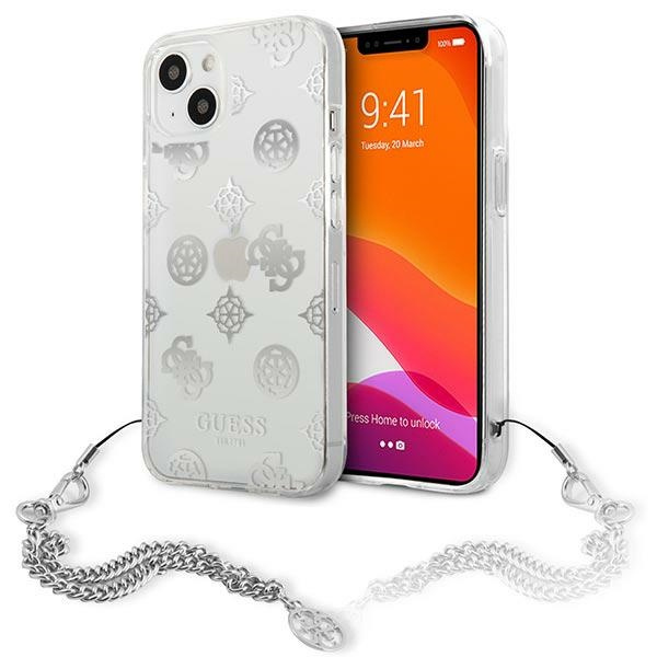 Case GUESS Apple iPhone 13 Mini Peony Chain Collection Silver Hardcase
