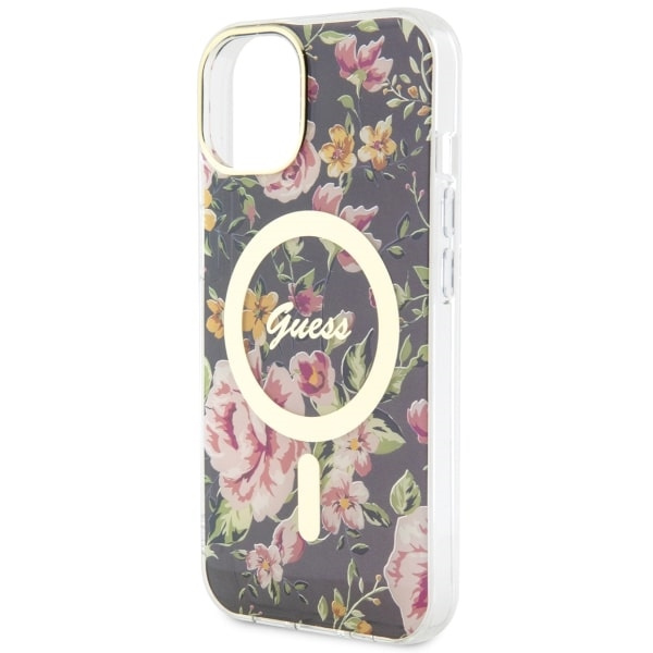 Case Guess GUHMP14SHCFWSK iPhone 14 6.1" black/black hardcase Flower MagSafe Case