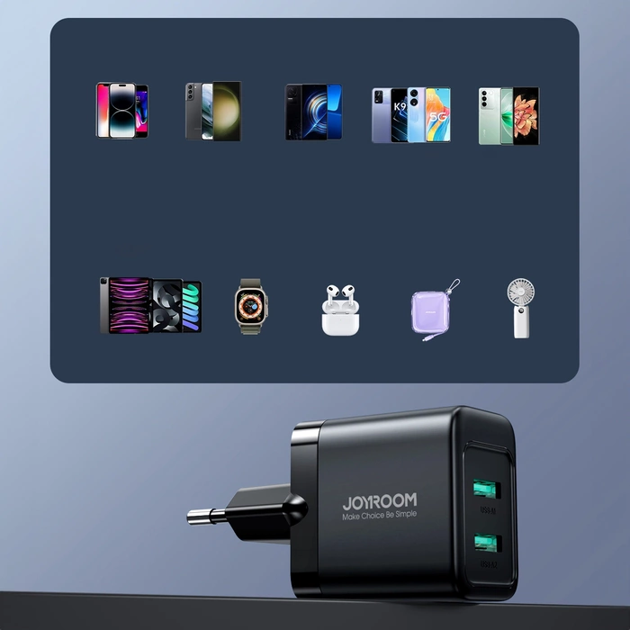 Joyroom JR-TCN01 2xUSB-A 12W 2,4A Netzladegerät - Schwarz