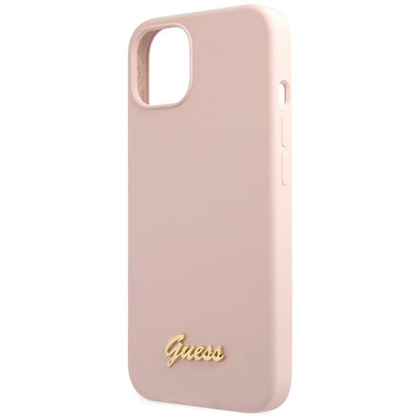 Guess GUHCP13MLSLMGLP iPhone 13 6,1" rosa chiaro/rosa durocase Silicone Script Gold Logo