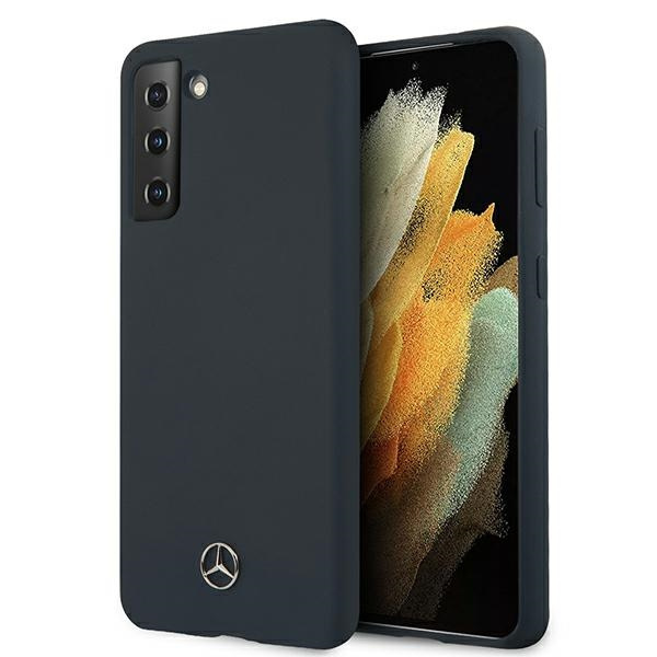 Coque MERCEDES Samsung Galaxy S21 Ligne silicone MEHCS21SSILNA Étui rigide bleu