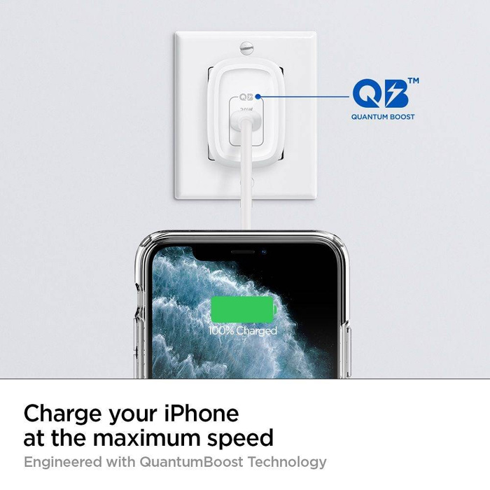 CHARGEUR SPIGEN PE2009EU CHARGEUR RÉSEAU POWERARC PD20W/3A BLANC