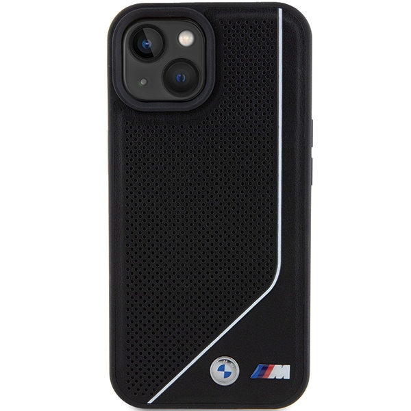 Coque Bmw Bmhmp15s23pucpk IPhone 15 / 14 / 13 6.1" Black/black Hardcase Perforated Twisted Line MagSafe Case