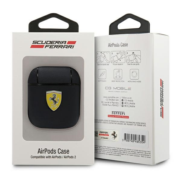 Ferrari FESA2LEBK AirPods Abdeckung schwarz/schwarz On Track Leder