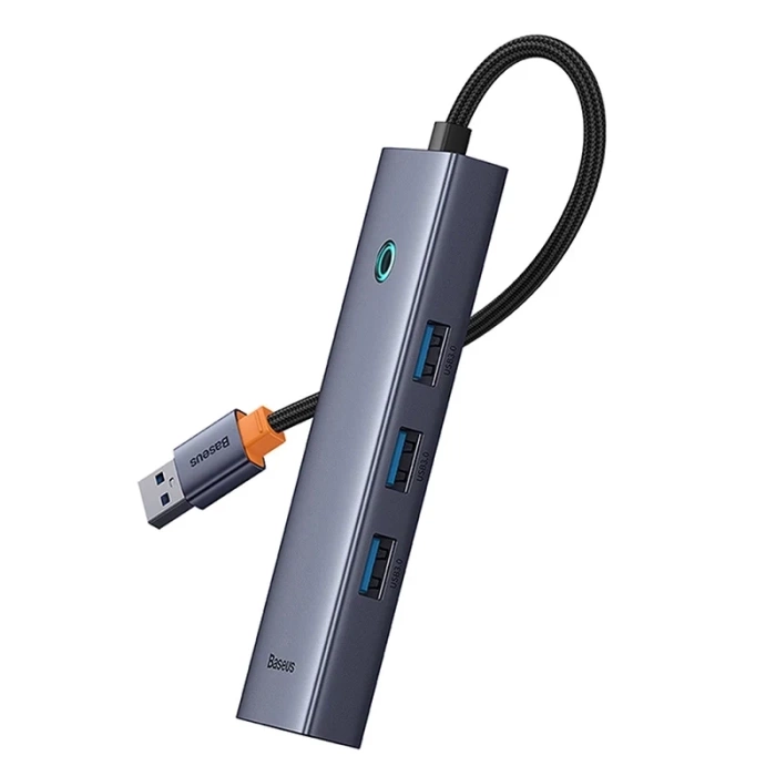 Hub 4w1 Baseus UltraJoy  USB-A do USB 3.0 + RJ45 (szary)