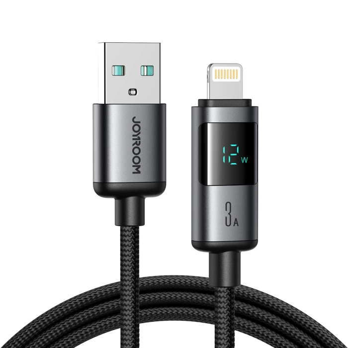 Joyroom S-A16 Pro Prism Series 3A USB-A - Lightning Kabel mit Display 1,2 m - Schwarz