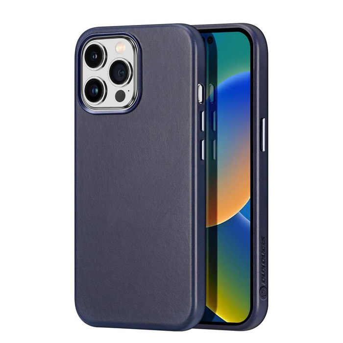 Dux Ducis Naples obal iPhone 14 Pro magneetický kožený potah MagSafe modrý